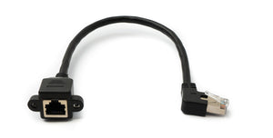 LAN Cable 30cm 8P8C Male to Female Angle Screw Adapter in Black