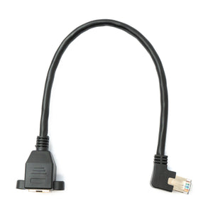 LAN Cable 30cm 8P8C Male to Female Angle Screw Adapter in Black