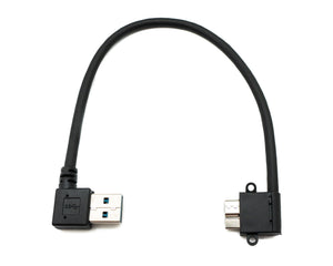 SYSTEM-S USB 3.0 Kabel 25 cm Micro B Stecker zu Typ A Stecker Winkel in Schwarz