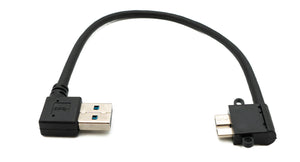 SYSTEM-S USB 3.0 Kabel 25 cm Micro B Stecker zu Typ A Stecker Winkel in Schwarz