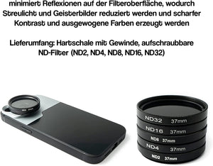 Set de filtros ND SYSTEM-S de densidad neutra de 37 mm con funda y bolsa para iPhone 14