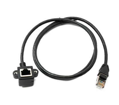 Câble LAN SYSTEM-S 100 cm Prise 8P8C vers fiche RJ45 adaptateur à vis coudé en noir