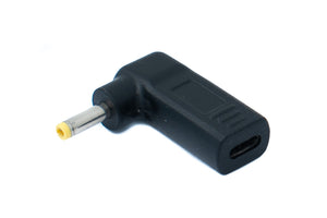 USB 3.1 adapter type C female to DC 19V 4.0 x 1.7 mm male angle in black