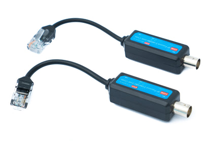 2 cavi coassiali da 10 cm con spina RJ45 su presa BNC per telecamere HD in nero