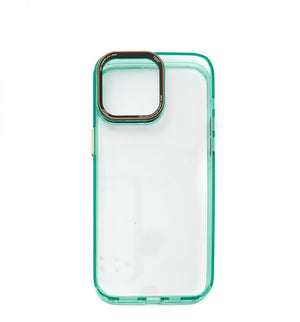 Funda protectora a prueba de golpes fabricada en TPU en color verde transparente para iPhone 14 Pro Max