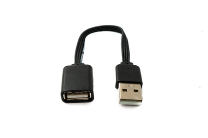 Cable USB 2.0 SYSTEM-S 13 cm tipo A adaptador macho a hembra corto plano en color negro