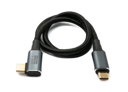 SYSTEM-S USB4 Kabel 50 cm Typ C Stecker zu Stecker 40 Gbit/s USB 4.0 geflochten Winkel