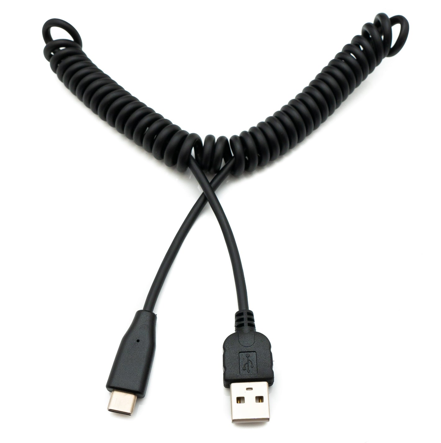 SYSTEM-S USB 3.1 cable 100 cm type C plug to 2.0 type A plug spiral in black