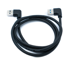 SYSTEM-S USB 3.0 Kabel 100 cm Typ A Stecker zu Stecker Winkel Adapter in Schwarz