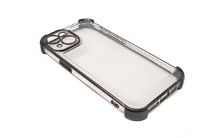 Coque de protection antichoc en TPU noir brillant, transparente, pour iPhone 14