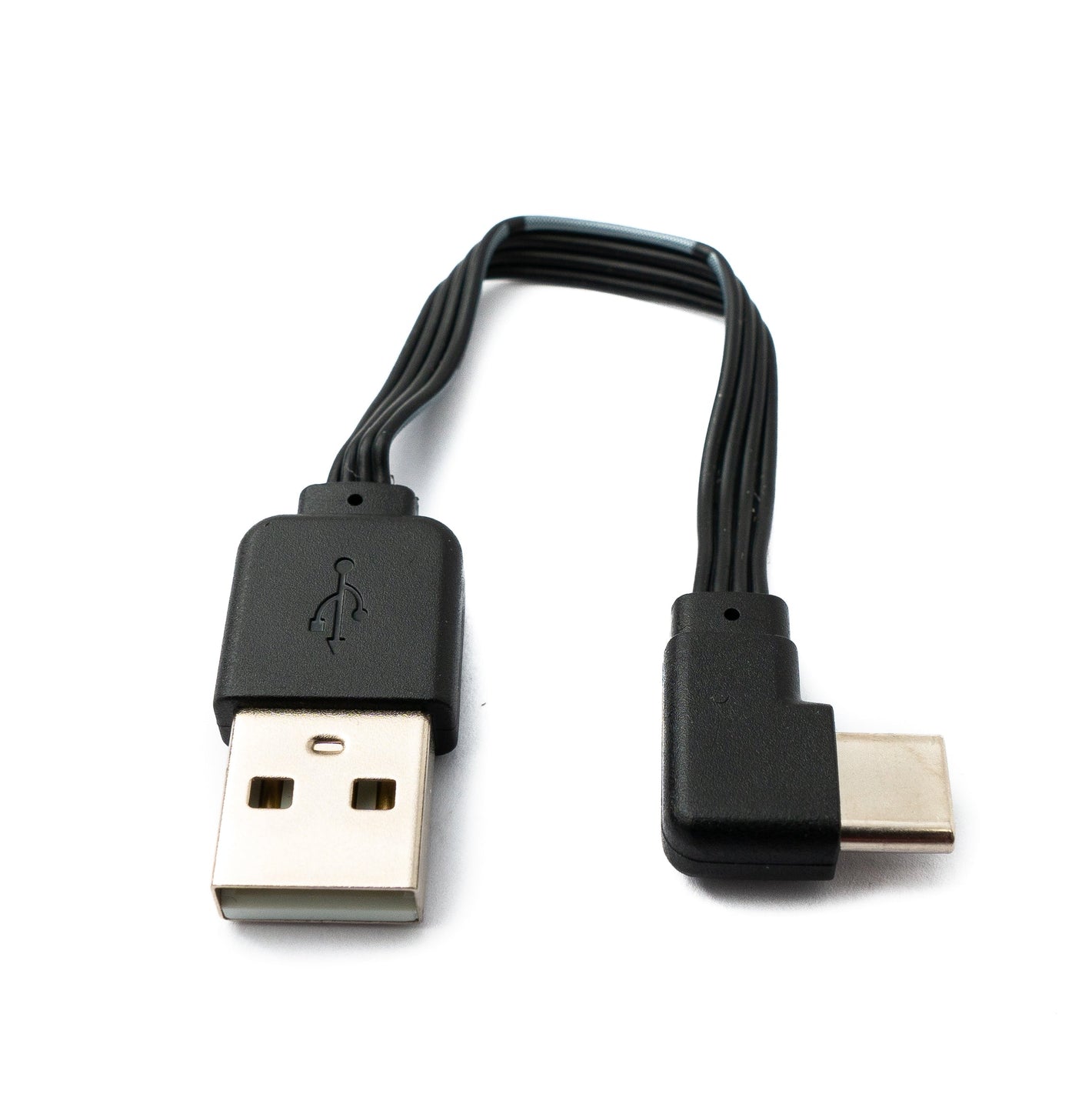 SYSTEM-S USB 3.1 Kabel 13 cm Typ C Stecker zu 2.0 Typ A Stecker Winkel flach Schwarz