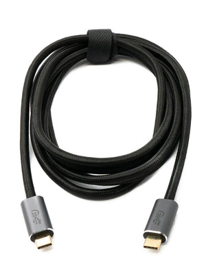 SYSTEM-S USB 3.2 Gen 2 Kabel 200 cm Typ C Stecker zu Stecker Adapter geflochten Schwarz