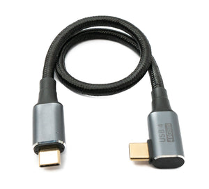 SYSTEM-S USB4 Kabel 30 cm Typ C Stecker zu Stecker 40 Gbit/s USB 4.0 geflochten Winkel