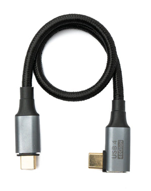 SYSTEM-S USB4 Kabel 30 cm Typ C Stecker zu Stecker 40 Gbit/s USB 4.0 geflochten Winkel