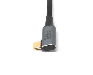 SYSTEM-S USB4 Kabel 80 cm Typ C Stecker zu Stecker 40 Gbit/s USB 4.0 geflochten Winkel