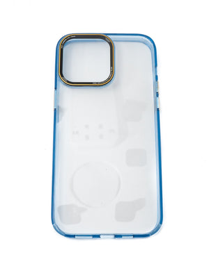 SYSTEM-S protective case shockproof made of TPU in blue transparent case for iPhone 14 Pro Max