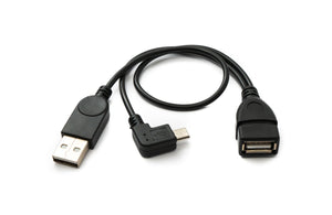 SYSTEM-S USB 2.0 Y Kabel 30 cm Micro B Stecker & Typ A Stecker zu A Buchse Winkel Schwarz