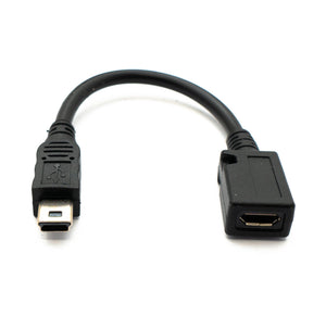 SYSTEM-S USB 2.0 cable 15 cm Mini B plug to Micro socket adapter in black