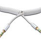 Cavo audio 150 cm jack stereo da 3,5 mm per collegare a spirale in bianco