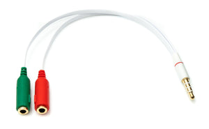 Cable Y de audio SYSTEM-S Conector auxiliar estéreo de 20 cm Conector de 3,5 mm a 2 tomas planas en blanco