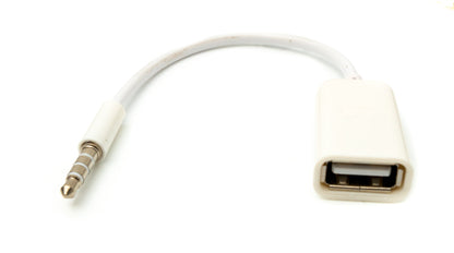 SYSTEM-S Audio USB cable 15 cm 3.5 mm jack plug to 2.0 type A socket AUX in white