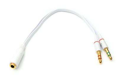 Cable Y de audio SYSTEM-S Conector auxiliar estéreo de 20 cm Conector hembra de 3,5 mm a 2 adaptadores de enchufe plano