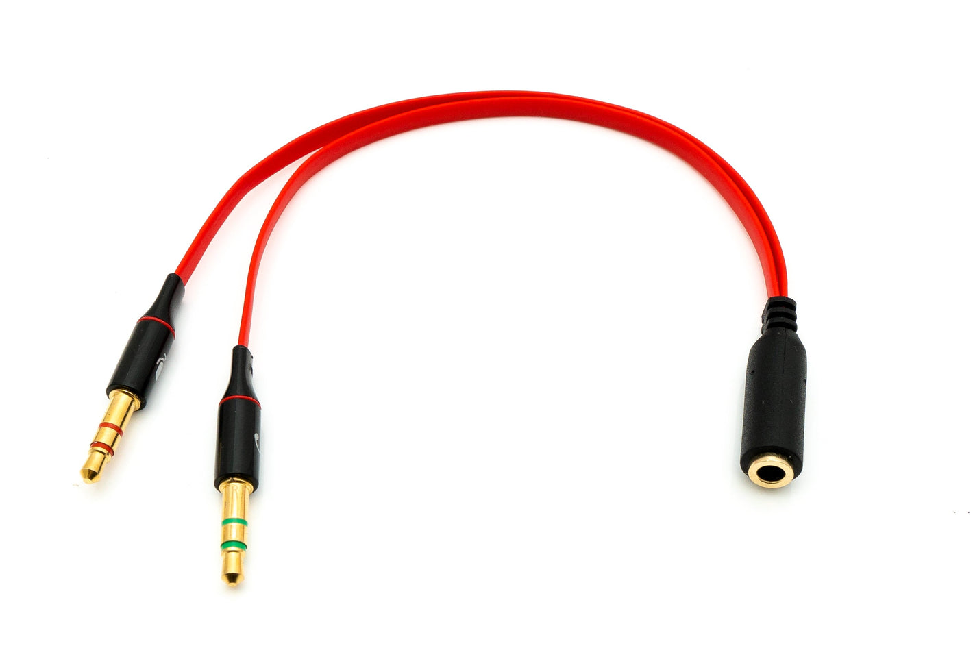 SYSTEM-S Audio Y Kabel 20 cm Stereo AUX Klinke 3,5 mm Buchse zu 2x Stecker flach Adapter