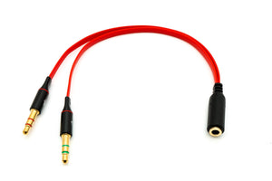 SYSTEM-S Audio Y Cable 20 cm Stereo AUX Jack 3.5 mm Female to 2x Male Flat Adapter