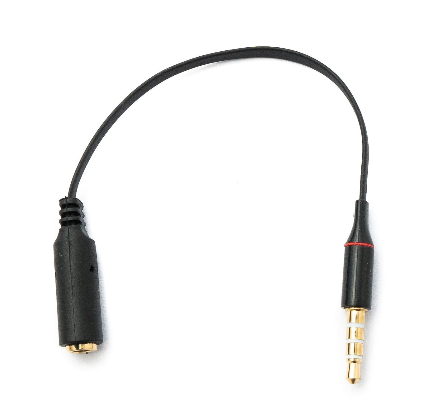 Cable de audio SYSTEM-S de 15 cm estéreo AUX jack 3,5 mm macho a hembra plano en color negro