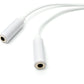 Cavo audio a Y da 20 cm, jack AUX stereo da 3,5 mm, adattatore a 2 prese in bianco