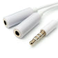 Cavo audio a Y da 20 cm, jack AUX stereo da 3,5 mm, adattatore a 2 prese in bianco