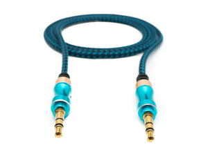 SYSTEM-S Audio Cable 100 cm Stereo AUX Jack 3.5mm Male to Male Braided in Blue