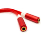 Cable Y de audio SYSTEM-S Conector auxiliar estéreo de 20 cm Conector de 3,5 mm a 2 tomas planas en rojo