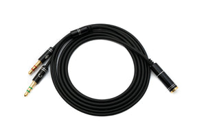 SYSTEM-S Audio Y Cable 100cm Stereo AUX Jack 3.5mm Female to 2x Male Adapter Black