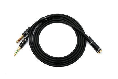 SYSTEM-S Audio Y Kabel 100cm Stereo AUX Klinke 3,5mm Buchse zu 2x Stecker Adapter Schwarz