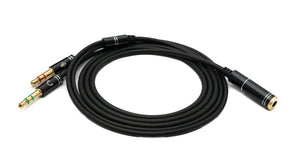 Cable Y de audio SYSTEM-S, conector auxiliar estéreo de 100 cm, adaptador hembra de 3,5 mm a 2 machos, negro