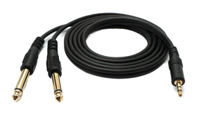 SYSTEM-S Audio Y Kabel 150cm 6,35 mm Stereo AUX Klinke Stecker & Stecker zu 3,5 mm Stecker