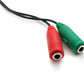 Cable Y de audio SYSTEM-S de 20 cm, conector auxiliar estéreo de 3,5 mm macho a 2 adaptadores hembra, negro