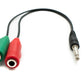 Cable Y de audio SYSTEM-S de 20 cm, conector auxiliar estéreo de 3,5 mm macho a 2 adaptadores hembra, negro