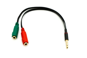 SYSTEM-S Cable de audio en Y, conector AUX estéreo de 20 cm, conector de 3,5 mm a 2 tomas planas, negro