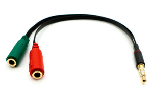 SYSTEM-S Cable de audio en Y, conector AUX estéreo de 20 cm, conector de 3,5 mm a 2 tomas planas, negro