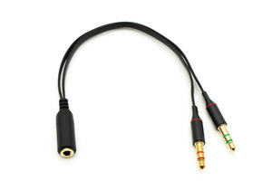 SYSTEM-S Audio Y Cable 20 cm Stereo AUX Jack 3.5 mm Female to 2x Male Flat Adapter