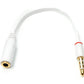 Cable de audio SYSTEM-S de 15 cm estéreo AUX jack 3,5 mm macho a hembra plano en color blanco