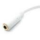 Cable de audio SYSTEM-S de 15 cm estéreo AUX jack 3,5 mm macho a hembra plano en color blanco