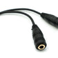 Cable Y de audio SYSTEM-S de 20 cm, conector auxiliar estéreo de 3,5 mm macho a 2 adaptadores hembra, negro