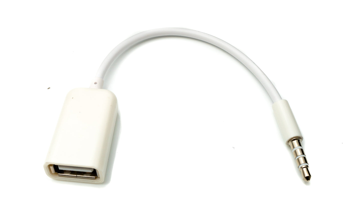 Cavo audio USB da 15 cm con spina jack da 3,5 mm su presa 2.0 tipo A AUX in bianco