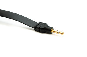 SYSTEM-S Audio Kabel 100 cm Stereo AUX Klinke 3,5 mm Stecker zu Stecker flach in Schwarz