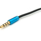 Cable Y de audio SYSTEM-S de 30 cm con conector auxiliar estéreo de 3,5 mm macho a 2 adaptadores hembra, color negro