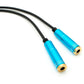 Cable Y de audio SYSTEM-S de 30 cm con conector auxiliar estéreo de 3,5 mm macho a 2 adaptadores hembra, color negro