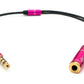 Cable Y de audio SYSTEM-S de 30 cm con conector auxiliar estéreo de 3,5 mm macho a 2 adaptadores hembra, color negro
